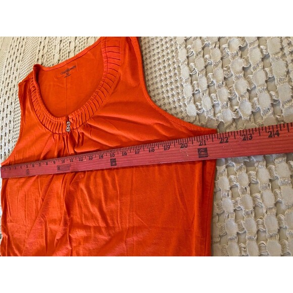 Croft & Barrow  Blouse Plus Size  XL Top Rounded Neckline  Orange Sleeveless - Picture 6 of 7